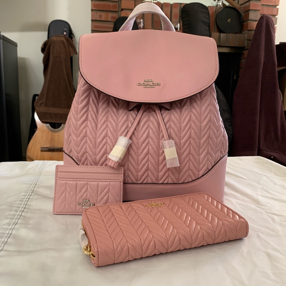 Coach Elle Bacpack w/ Quilting, Wallet & Card Case